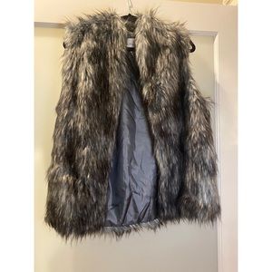 BCBGeneration gray fur vest